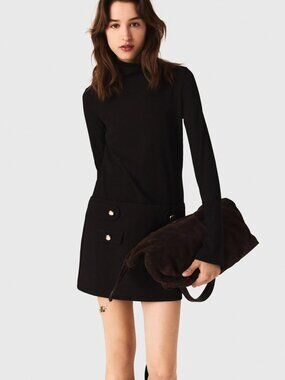 Maje - Mini Turtle Neck Dress - Black